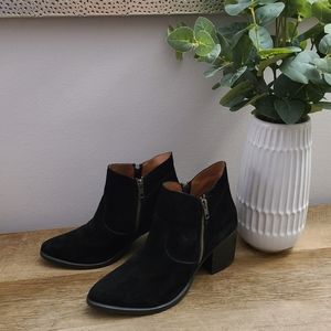 🖤STEVE MADDEN Pierce Black Suede Block Heel Ankle Boots Size 9.5